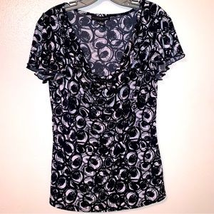 Grace Elements Medium Print Capped Sleeve Blouse